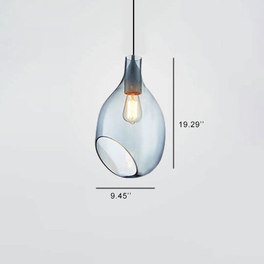 Modern Minimalist Oval Bottle Glass 1-Light Pendant Light