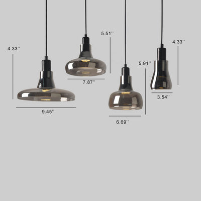 Creative Smoke Grey Glass Geometric Dome 1-Light Pendelleuchte 