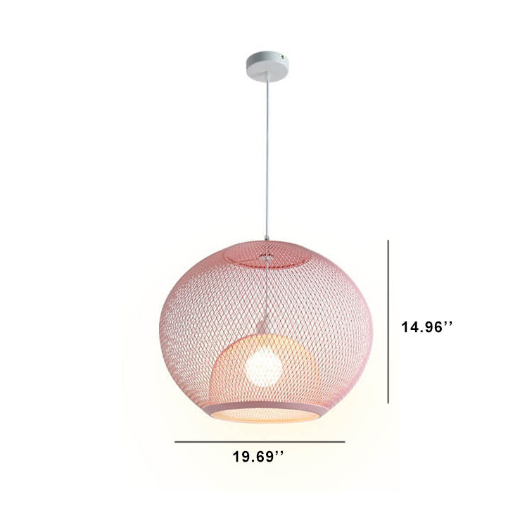 Nordic Colorful Metal Grid Globe 1-Light Pendant Light