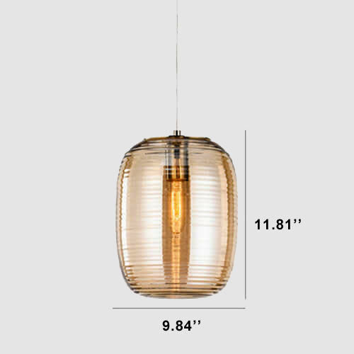 Postmodern Creative Oval Ribbed Glass Pendant Light