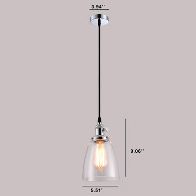 Suspension Luminaire à 1 Lumière avec Abat-Jour en Verre Rétro Industriel 