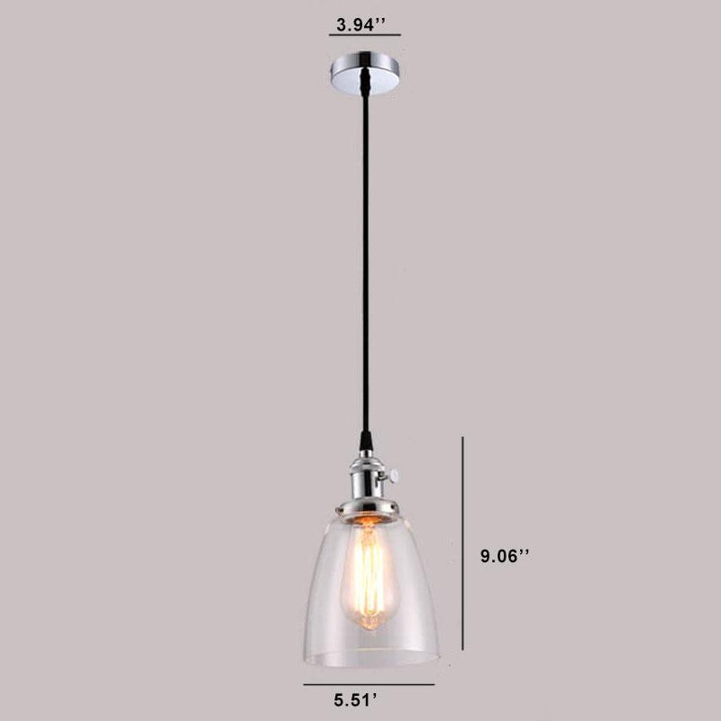 Suspension Luminaire à 1 Lumière avec Abat-Jour en Verre Rétro Industriel 