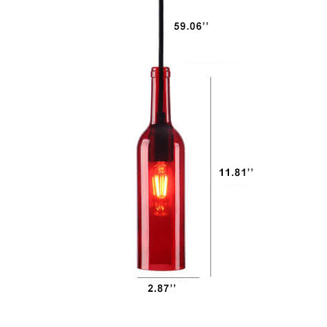 Lámpara colgante de 1 luz con botella de vino de vidrio antiguo 