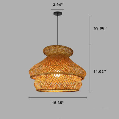 Vintage Bamboo Weaving Multi-Layer Dome 1-Light Pendelleuchte 