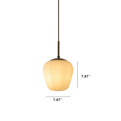 Minimalist Striped Glass Oval 1-Light Japanese Pendant Light