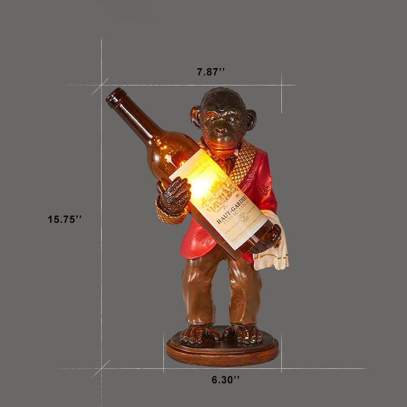Retro Creative Monkey Resin Wine Bottle 1-Light Decoration Table Lamp
