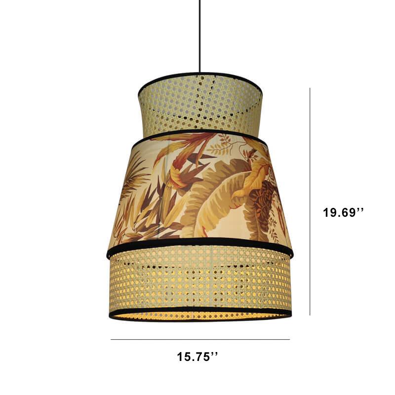 Rustic Rattan Weaving Column 1-Light Pendant Light