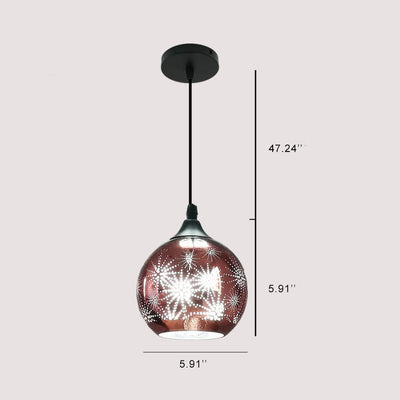 Modern Creative Stained Fireworks Glass 1-Light Globe Pendant Light