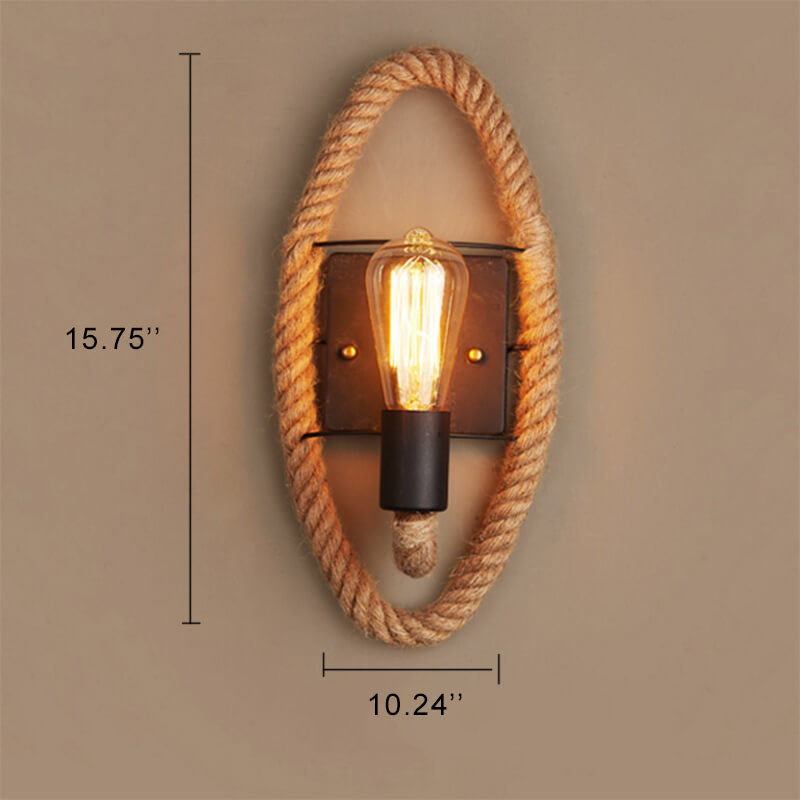 Vintage Hanfseil 1-Licht Wandleuchte 2 Design 