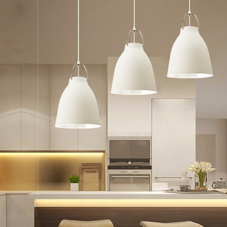 Minimalist Bell Shaped Barrel 1-Light Aluminum Pendant Light
