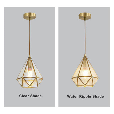 Modern Colorful Water-grain Glass 1-Light Diamond Shaped Pendant Light